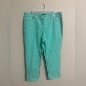TALBOTS Simply Flattering Slim Ankle Jeans Size 16P Petite Cool Mint Green